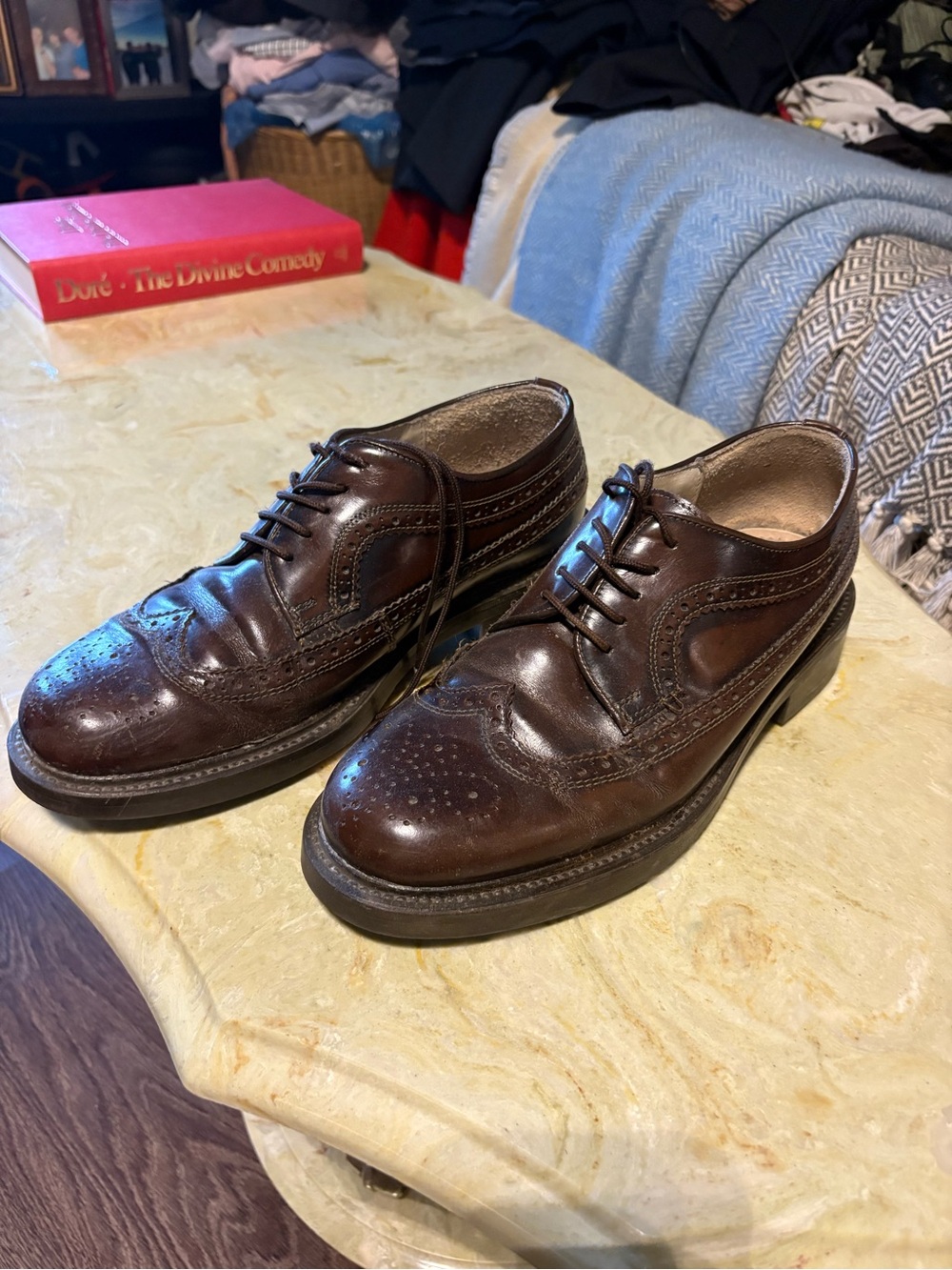 Vintage Aldo Men's Dark Brown Brogue Wingtip Oxfords
